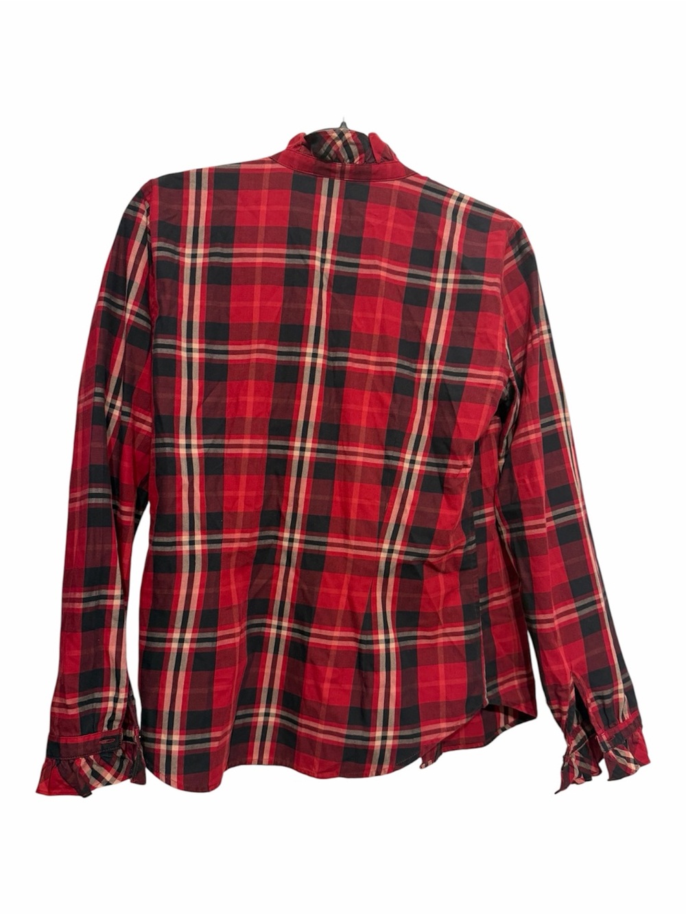 Chaps Red Plaid Ruffle Button-Down Shirt - Picture 2 of 3